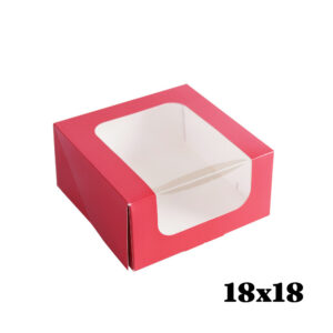 18x18x8 Opakowanie cukiernicze z okienkiem malinoweczerwone Tortino