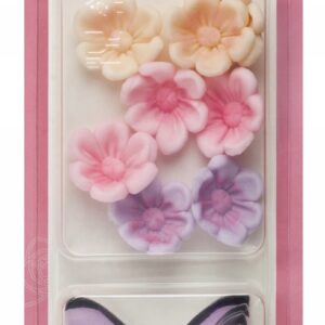 Miłki cukrowe pastelowe różowe z motylami waflowymi Rose Decor