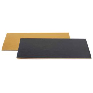 Podkład pod tort prostokątny złoto czarny sztywny 30 x 40 cm Decora