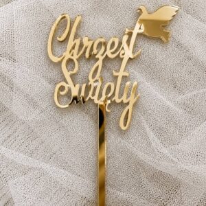 Topper „Chrzest Święty” ptak 10cm x 9,2cm