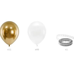 Girlanda balonowa biało-złota 200 cm – 60 szt.