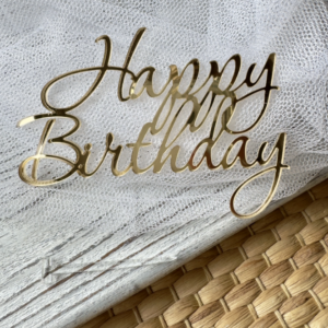 Topper Happy Birthday 10,5 x 7 cm złote Plexi Zawood
