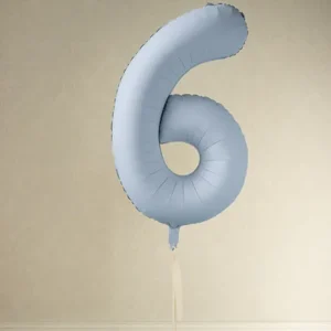 Balon foliowy Cyfra '6′, 86cm, mglisty niebieski
