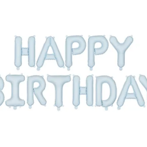 Balon foliowy Happy Birthday, 340x35cm, niebieski