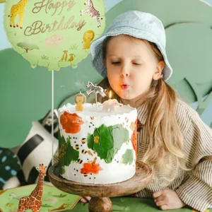 Balon foliowy pastylka ”Happy Birthday” Safari, 35×35 cm, mix