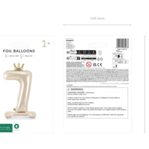 Stojący balon foliowy cyfra ”7”, 84 cm, jasny krem