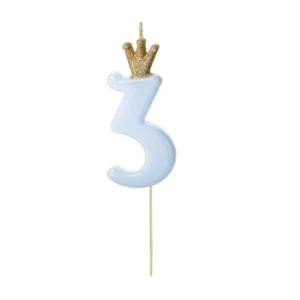 Świeczka urodzinowa Cyferka 3 jasnoniebieska 9,5 cm