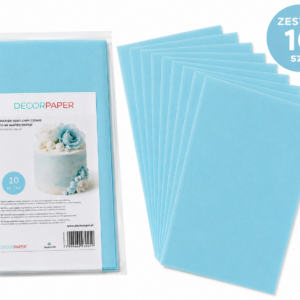 Zestaw 10 szt. Papier Waflowy Cienki Niebieski DECORPAPER A4 0.3mm