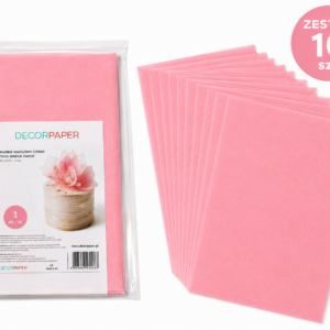 Zestaw 10 szt. Papier Waflowy Cienki Różowy DECORPAPER A4 0.3mm