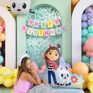 Stojący balon foliowy Koci Domek Gabi, 92×90.5 cm, mix