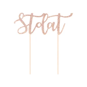 Topper na tort Sto lat brokatowy rose gold 1 szt. PartyPal