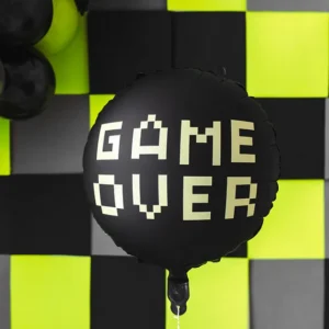Balon foliowy Game over, 45 cm, czarny
