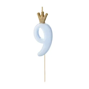 Świeczka urodzinowa Cyferka 9 jasnoniebieska 9,5 cm