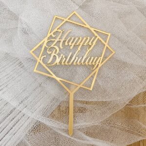 Topper „Happy Birthday” kwadraty 13cm x 12cm