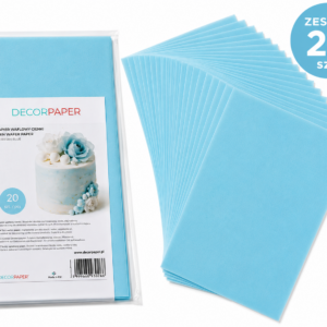 Zestaw 20 szt. Papier Waflowy Cienki Niebieski DECORPAPER A4 0.3mm
