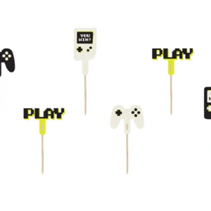 Dekoracje do muffinek Gamer, mix, 6–10,5 cm, 6 szt.