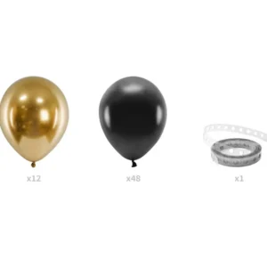 Girlanda balonowa czarno-złota 200 cm – 60 szt.