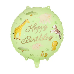 Balon foliowy pastylka ”Happy Birthday” Safari, 35×35 cm, mix