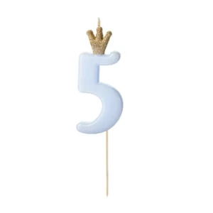 Świeczka urodzinowa Cyferka 5 jasnoniebieska 9,5 cm