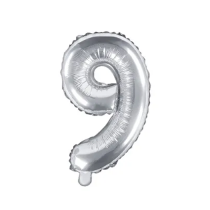 Balon foliowy Cyfra ”9”, 35cm, srebrny