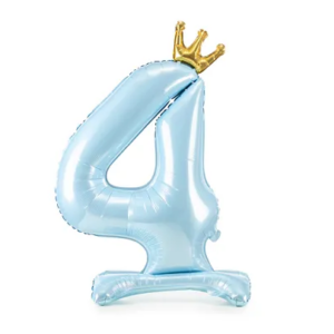 Stojący balon foliowy cyfra ”4”, 84 cm, błękit