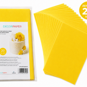 Zestaw 20 szt. Papier Waflowy Cienki Żółty DECORPAPER A4 0.3mm