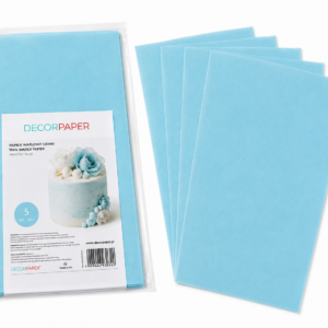 Zestaw 5 szt. Papier Waflowy Cienki Niebieski DECORPAPER A4 0.3mm