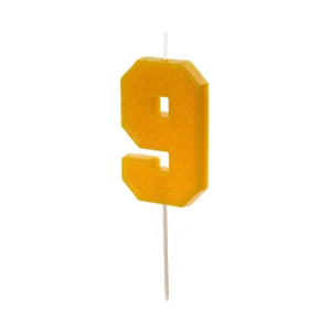 Świeczka urodzinowa Cyferka 9, 6 cm, żółty