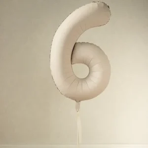 Balon foliowy Cyfra '6′, 86cm, jasny beż