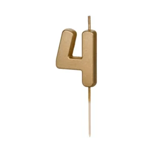 Świeczka urodzinowa Cyferka 4, 4,5cm, złoty