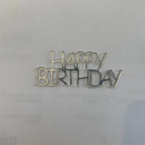 Topper mini Happy Birthday plexi srebrny