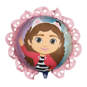 Balon foliowy pastylka z falbanką Koci Domek Gabi, 52×52 cm, mix