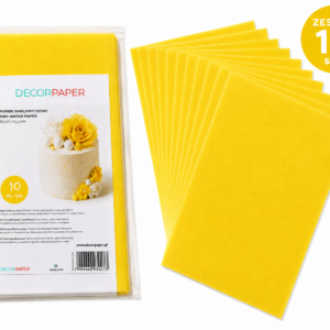 Zestaw 10 szt. Papier Waflowy Cienki Żółty DECORPAPER A4 0.3mm