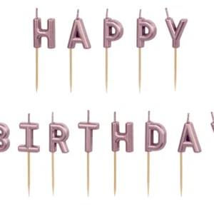 Świeczki urodzinowe Happy Birthday, 2.5 cm, różowe złoto: 1op./13szt.