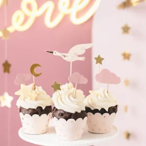 Dekoracje do muffinek Bocian, mix, 11–12 cm, 7 szt.