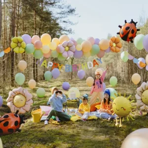 Balony foliowe do girland Stokrotki, średnica 65 cm, mix – 4 szt.