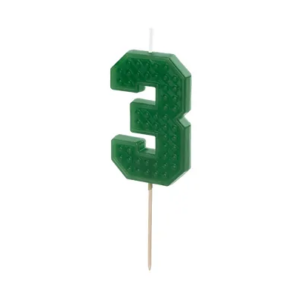 Świeczka urodzinowa Cyferka 3, 6 cm, zielony