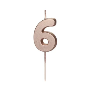 Świeczka urodzinowa Cyferka 6, różowe złoto, 4.5cm
