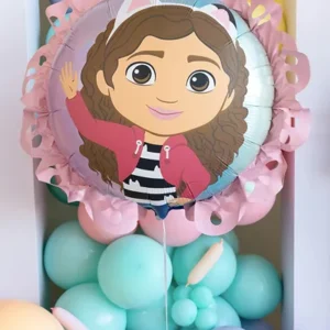 Balon foliowy pastylka z falbanką Koci Domek Gabi, 52×52 cm, mix