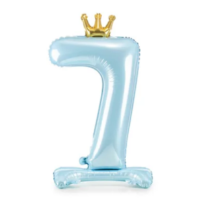 Stojący balon foliowy cyfra ”7”, 84 cm, błękit