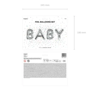 Balon foliowy Baby, 262x86cm, srebrny