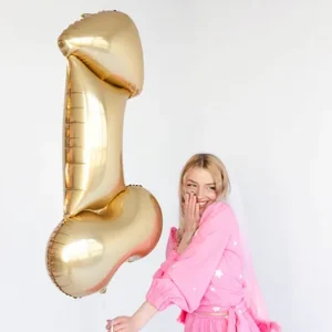 Balon foliowy Penis, 55,5×112 cm, złoty