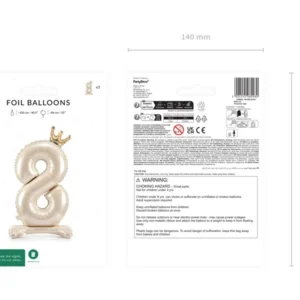 Stojący balon foliowy cyfra ”8”, 84 cm, jasny krem