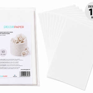 Zestaw 10 szt. Papier Waflowy Cienki Bialy DECORPAPER A4 0.3mm