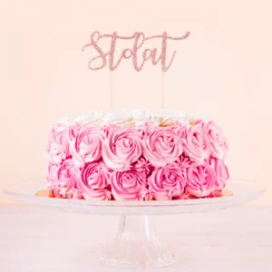 Topper na tort Sto lat brokatowy rose gold 1 szt. PartyPal