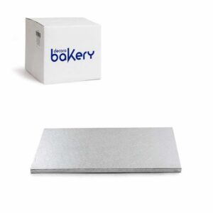 Podkład pod tort prostokątny srebrny 20×30 cm, h 1,2 cm Decora