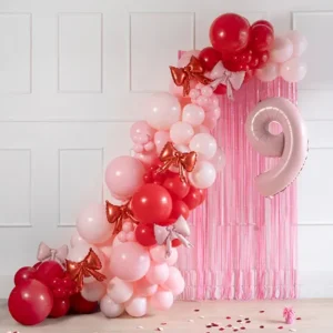 Balony foliowe do girland Kokardy czerwone 25,5 × 25 cm – 5 szt.