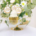 Toppery na tort komunijny IHS biało-złote 6szt. PartyPal